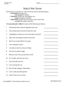 Select the Tense Worksheet Select the Tense Worksheet