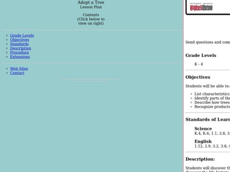 Adopt A Tree Lesson Plan Adopt A Tree Lesson Plan