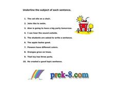Sentence Subjects Worksheet Sentence Subjects Worksheet