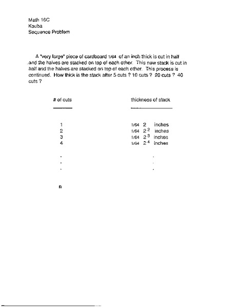 Sequence Problem Worksheet Sequence Problem Worksheet