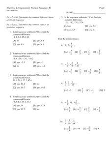 Sequences Worksheet Sequences Worksheet
