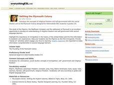 Settling the Plymouth Colony Lesson Plan Settling the Plymouth Colony Lesson Plan