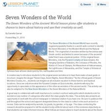 Seven Wonders of the World Lesson Planet Article Seven Wonders of the World Lesson Planet Article