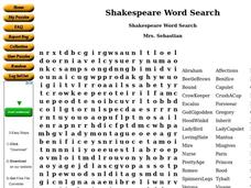 Shakespeare Word Search Worksheet Shakespeare Word Search Worksheet