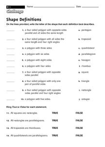 Shape Definitions Worksheet Shape Definitions Worksheet