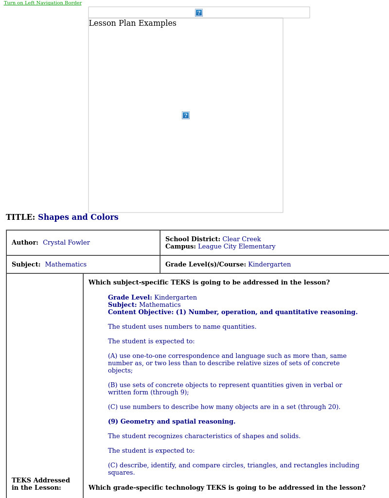 Shapes And Colors Lesson Plan Shapes And Colors Lesson Plan