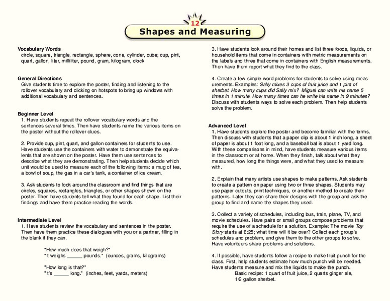 Shapes and Measuring Lesson Plan Shapes and Measuring Lesson Plan