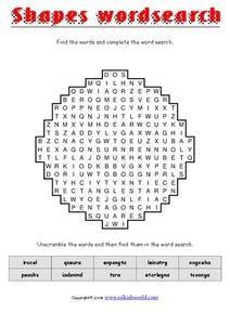 Shapes Word Search Worksheet Shapes Word Search Worksheet