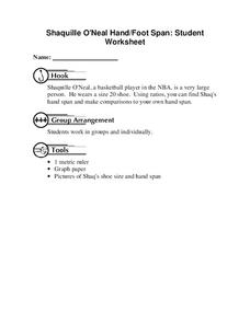 Shaquille O'Neal Hand/Foot Span Worksheet Shaquille O'Neal Hand/Foot Span Worksheet