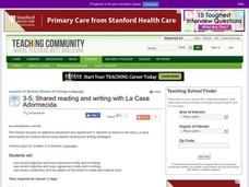 Shared Reading and Writing with La Casa Adormecida Lesson Plan Shared Reading and Writing with La Casa Adormecida Lesson Plan