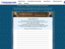 Shopping Worksheet Shopping Worksheet