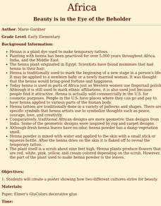 Africa Lesson Plan Africa Lesson Plan
