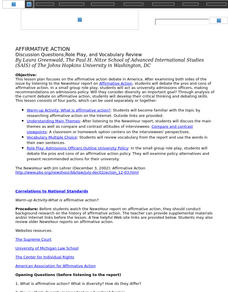 AFFIRMATIVE ACTION Lesson Plan AFFIRMATIVE ACTION Lesson Plan