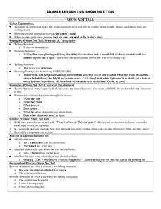 Show Not Tell Lesson Plan Show Not Tell Lesson Plan