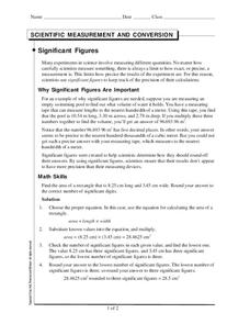 Significant Figures Worksheet Significant Figures Worksheet