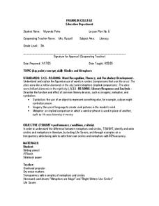 Similes and Metaphors Lesson Plan Similes and Metaphors Lesson Plan