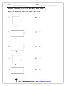 Simple Area of a Rectangle  Worksheet Simple Area of a Rectangle  Worksheet
