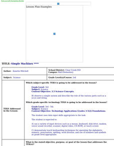 Simple Machines Lesson Plan Simple Machines Lesson Plan