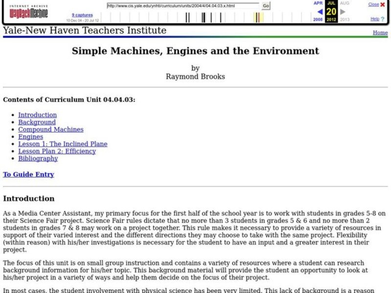 Simple Machines, Engines and the Environment Lesson Plan Simple Machines, Engines and the Environment Lesson Plan