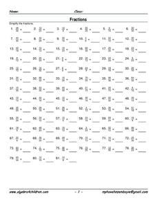 Simplify Fractions Worksheet Simplify Fractions Worksheet
