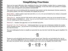 Simplifying Fractions Interactive Simplifying Fractions Interactive