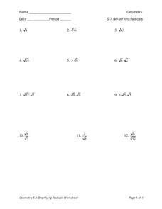 Simplifying Radicals  Lesson Plan Simplifying Radicals  Lesson Plan