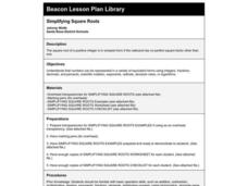 Simplifying Square Roots Lesson Plan Simplifying Square Roots Lesson Plan