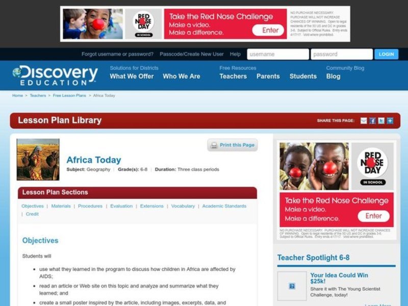 Africa Today Lesson Plan Africa Today Lesson Plan
