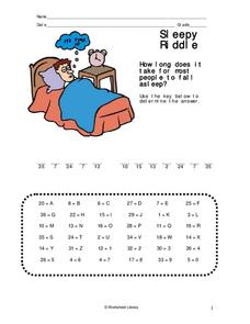 Sleepy Riddle Worksheet Sleepy Riddle Worksheet