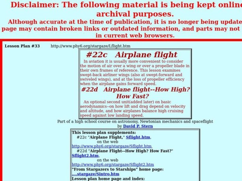 Airplane flight Lesson Plan Airplane flight Lesson Plan