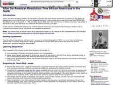 After the American Revolution: Free African Americans in the North Lesson Plan After the American Revolution: Free African Americans in the North Lesson Plan