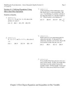Solving Equations Using More than One Operation Worksheet Solving Equations Using More than One Operation Worksheet
