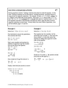 Solving Linear Equations Worksheet Solving Linear Equations Worksheet