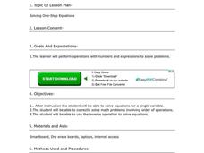 Solving One-Step Equations Lesson Plan Solving One-Step Equations Lesson Plan