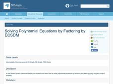 Solving Polynomial Equations by Factoring Lesson Plan Solving Polynomial Equations by Factoring Lesson Plan