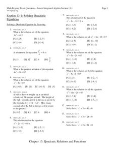 Solving Quadratic Equations Worksheet Solving Quadratic Equations Worksheet