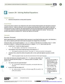 Solving Radical Equations Lesson Plan Solving Radical Equations Lesson Plan