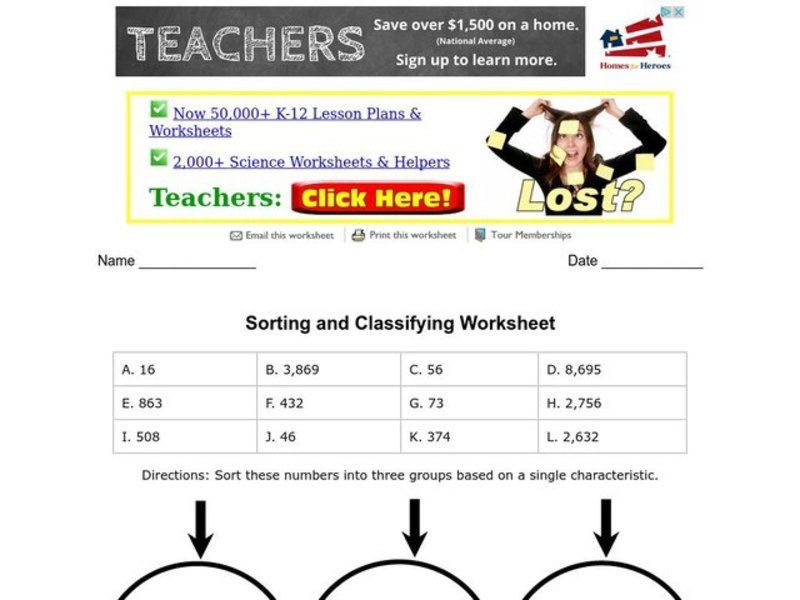Sorting and Classifying Worksheet Sorting and Classifying Worksheet
