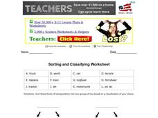 Sorting and Classifying Worksheet Organizer Sorting and Classifying Worksheet Organizer