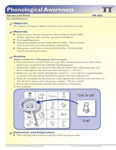 Phonological Awareness: Onset and Rime, Sound Detective Activity Phonological Awareness: Onset and Rime, Sound Detective Activity