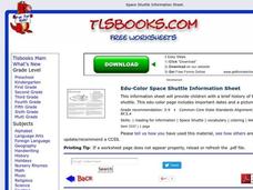 Space Shuttle Worksheet Space Shuttle Worksheet