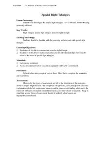 Special Right Triangles Lesson Plan Special Right Triangles Lesson Plan