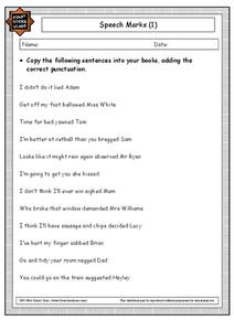 Speech marks worksheet year 3 picture