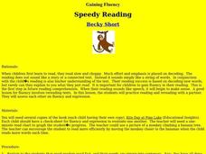 Speedy Reading Lesson Plan Speedy Reading Lesson Plan