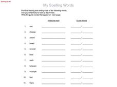 Spelling Words and Dictionary Guide Word Worksheet Worksheet Spelling Words and Dictionary Guide Word Worksheet Worksheet