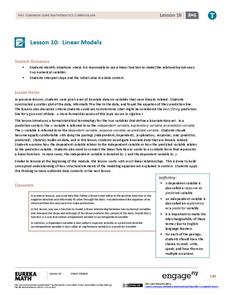 Linear Models Lesson Plan Linear Models Lesson Plan