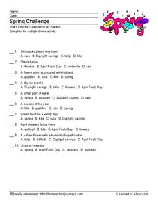 Spring Vocabulary Worksheet Spring Vocabulary Worksheet