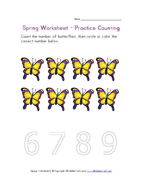 Spring Worksheet - Practice Counting Worksheet Spring Worksheet - Practice Counting Worksheet