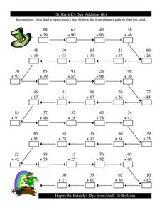 St. Patrick's Day Addition (B) Worksheet St. Patrick's Day Addition (B) Worksheet