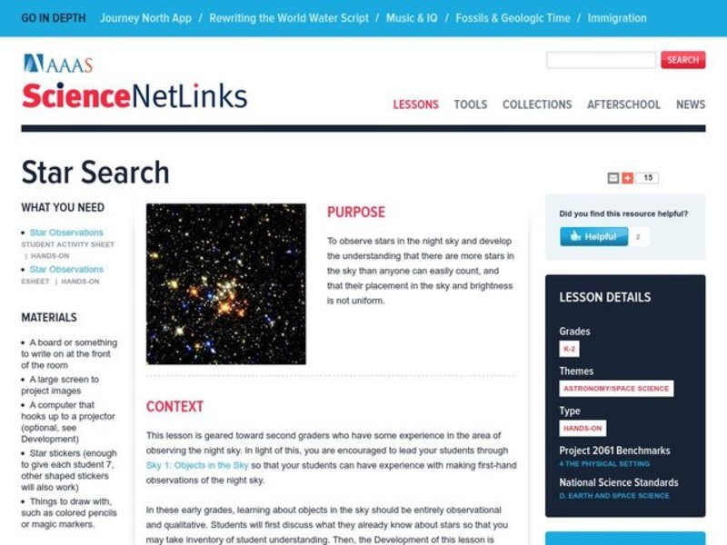 Star Search Lesson Plan Star Search Lesson Plan